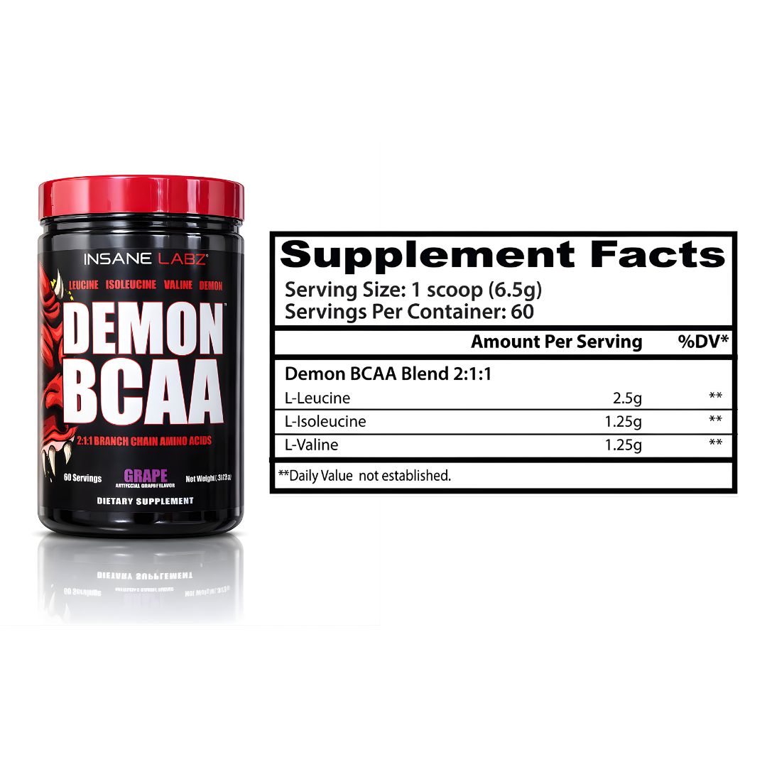 PRE-ENTRENO PSYCHOTIC ROJO 30 SERV - GRAPE + DEMON BCAA / ANMINOÁCIDOS 60 SERV - GRAPE - 3