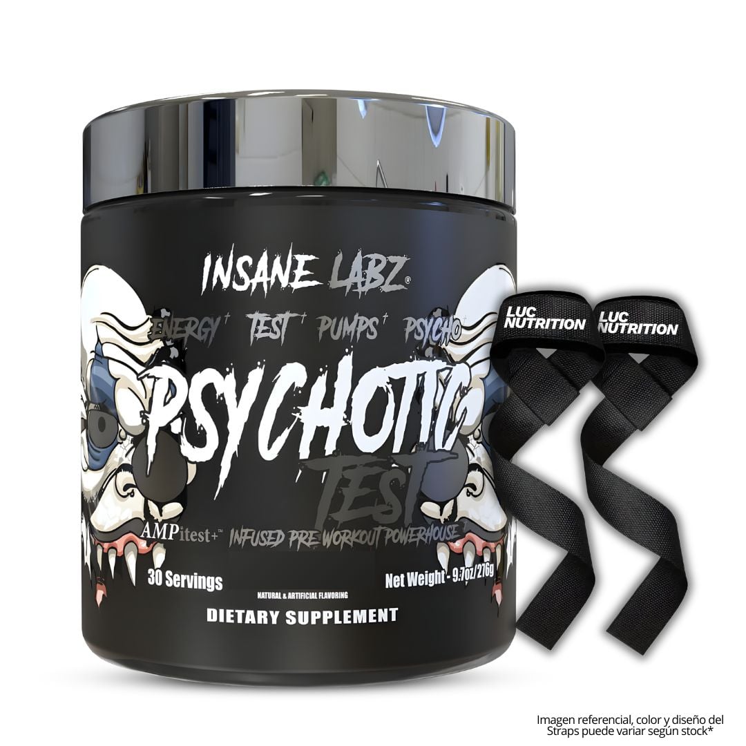 PSYCHOTIC TEST 30 SERVICIOS / PRE-ENTRENO CON PRECURSOR DE TESTOSTERONA - WATERMELON + STRAPS - 1