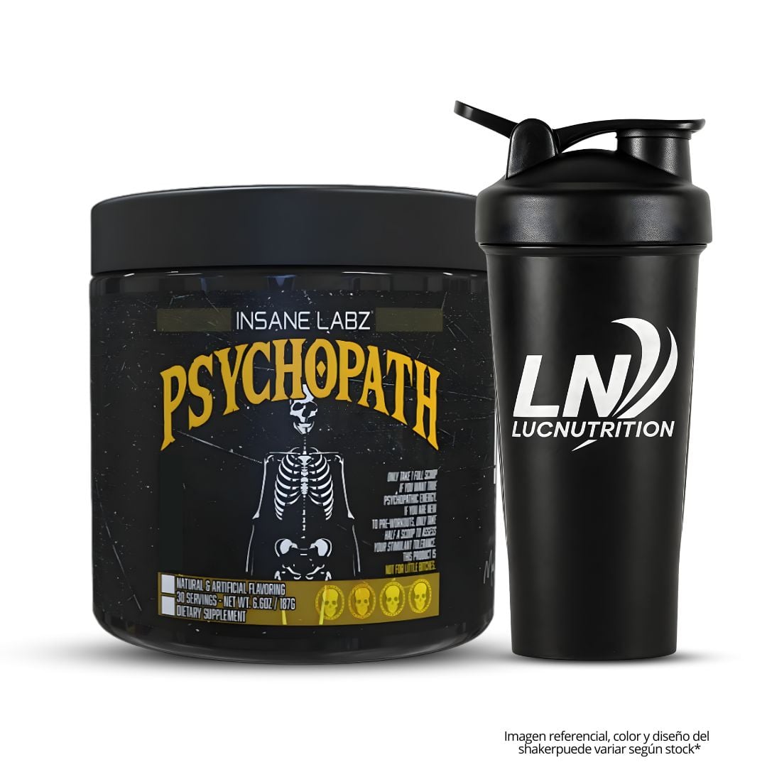 PSYCHOPATH 30 SERVICIOS - PRE ENTRENO INSANE LABZ PSYCHOTIC - FRUIT PUNCH + SHAKER - 1