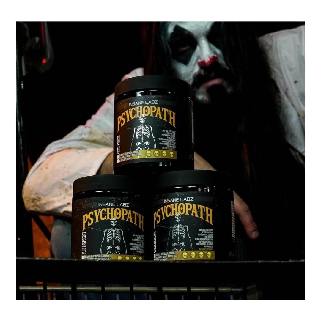 PSYCHOPATH 30 SERVICIOS - PRE ENTRENO INSANE LABZ PSYCHOTIC - FRUIT PUNCH + SHAKER - 3