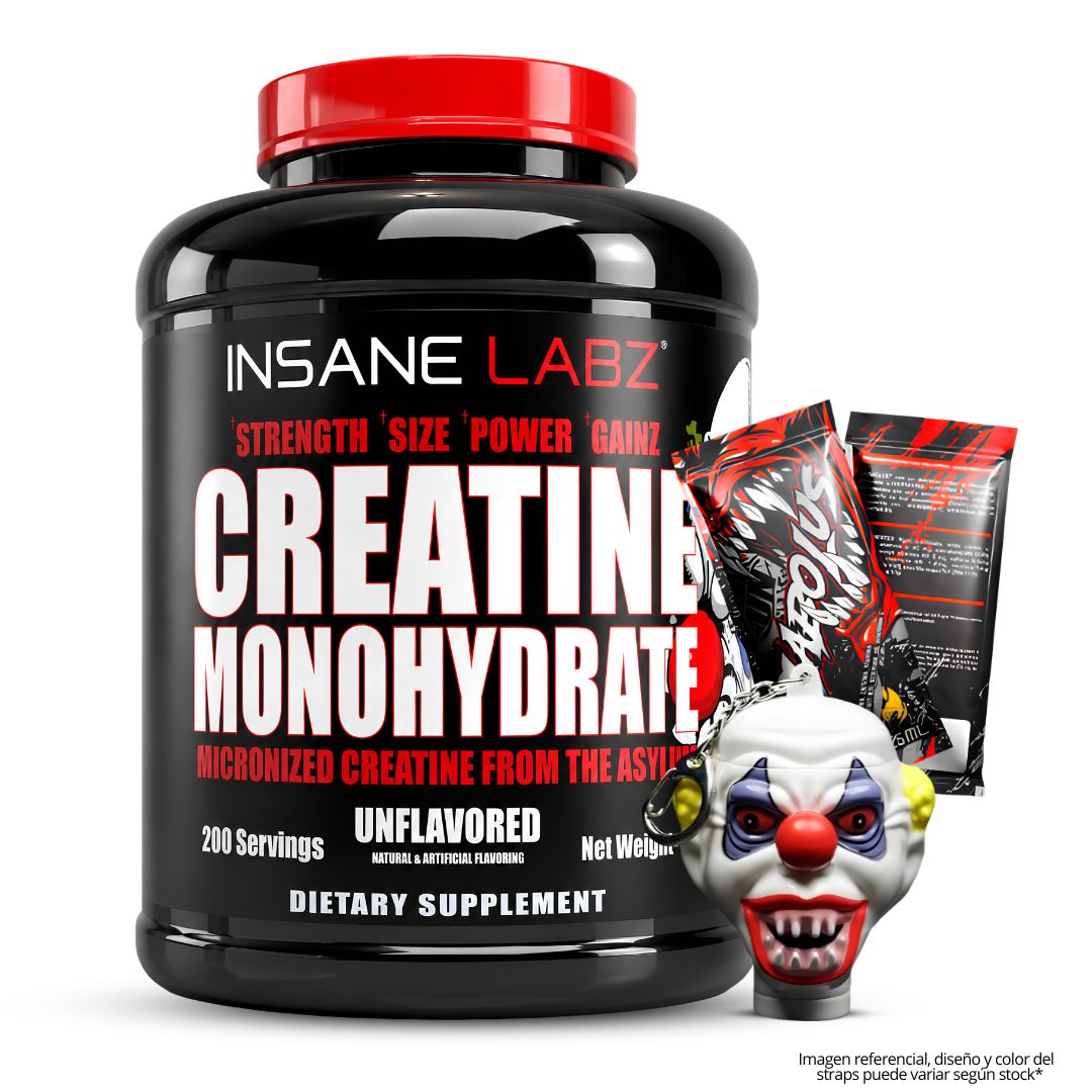 CREATINA INSANE LABZ 1 KG + LLAVERO INSANE LABZ (PAYASO) + 2 SACHET DIABOLUS - 1