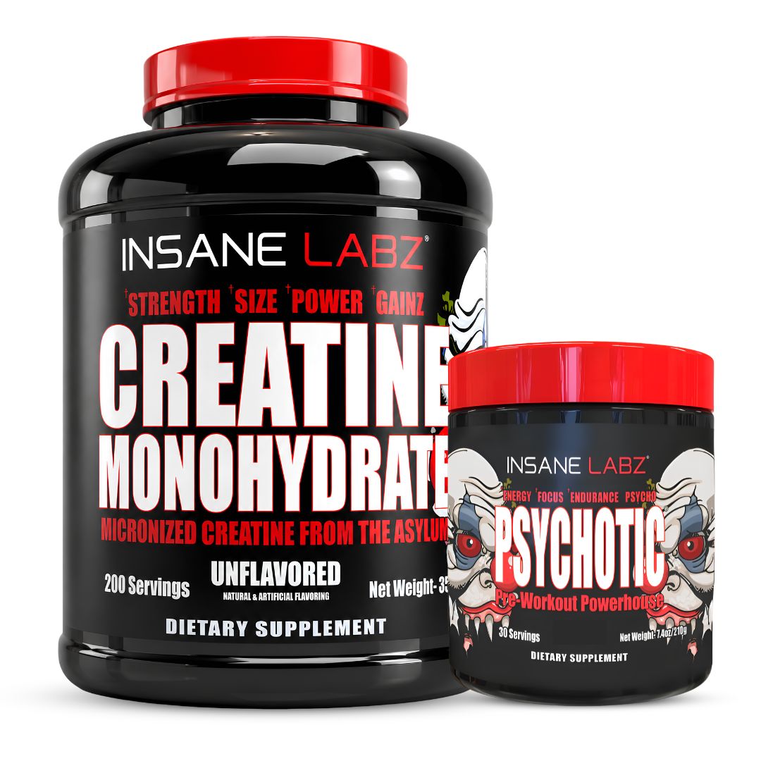 CREATINA INSANE LABZ 1 KG + PRE-ENTRENO PSYCHOTIC ROJO 30 SERV - FRUIT PUNCH - 1