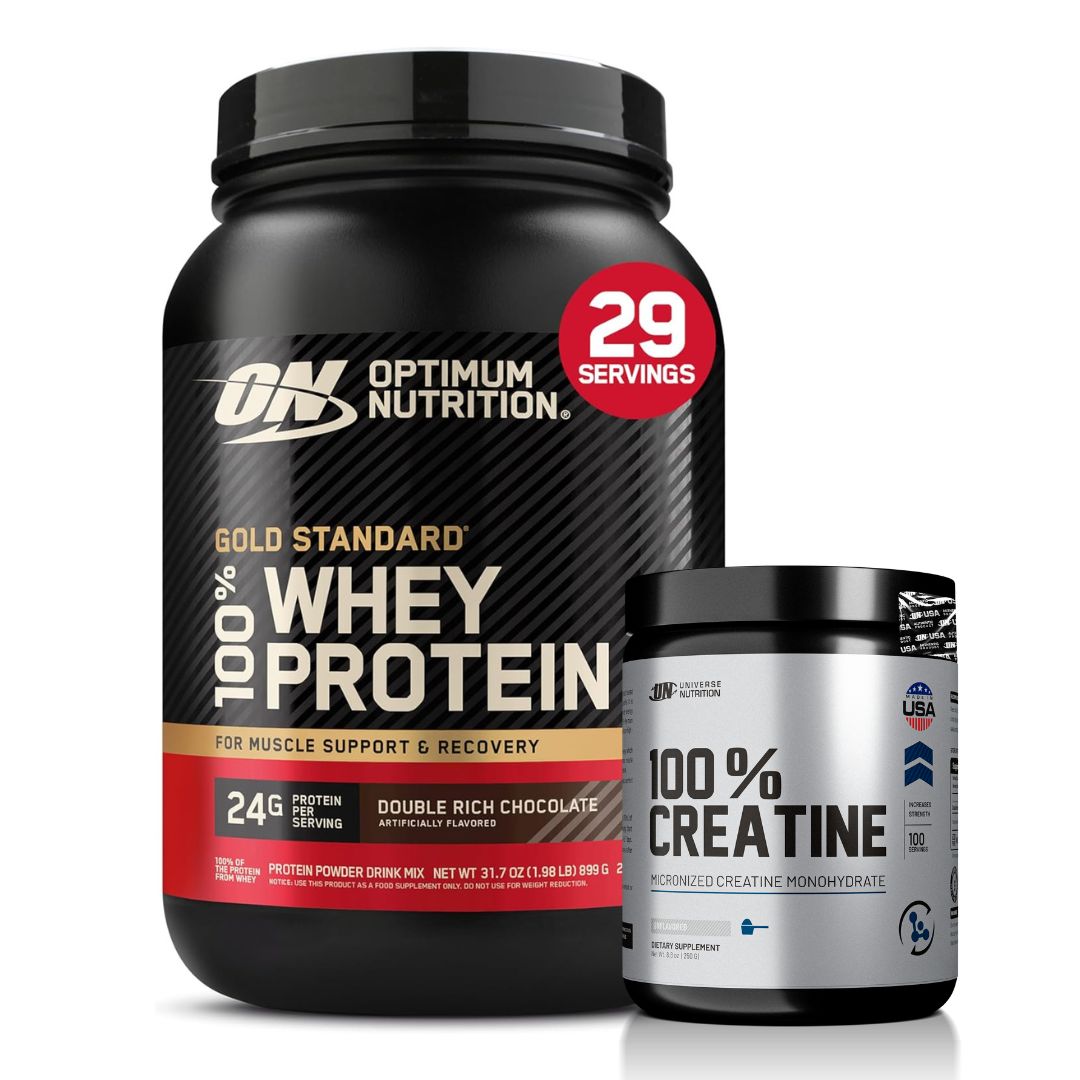 PROTEINA GOLD STANDARD WHEY 2 LB - DOUBLE RICH CHOCOLATE + CREATINA UNIVERSE NUTRITION 250 G - 1