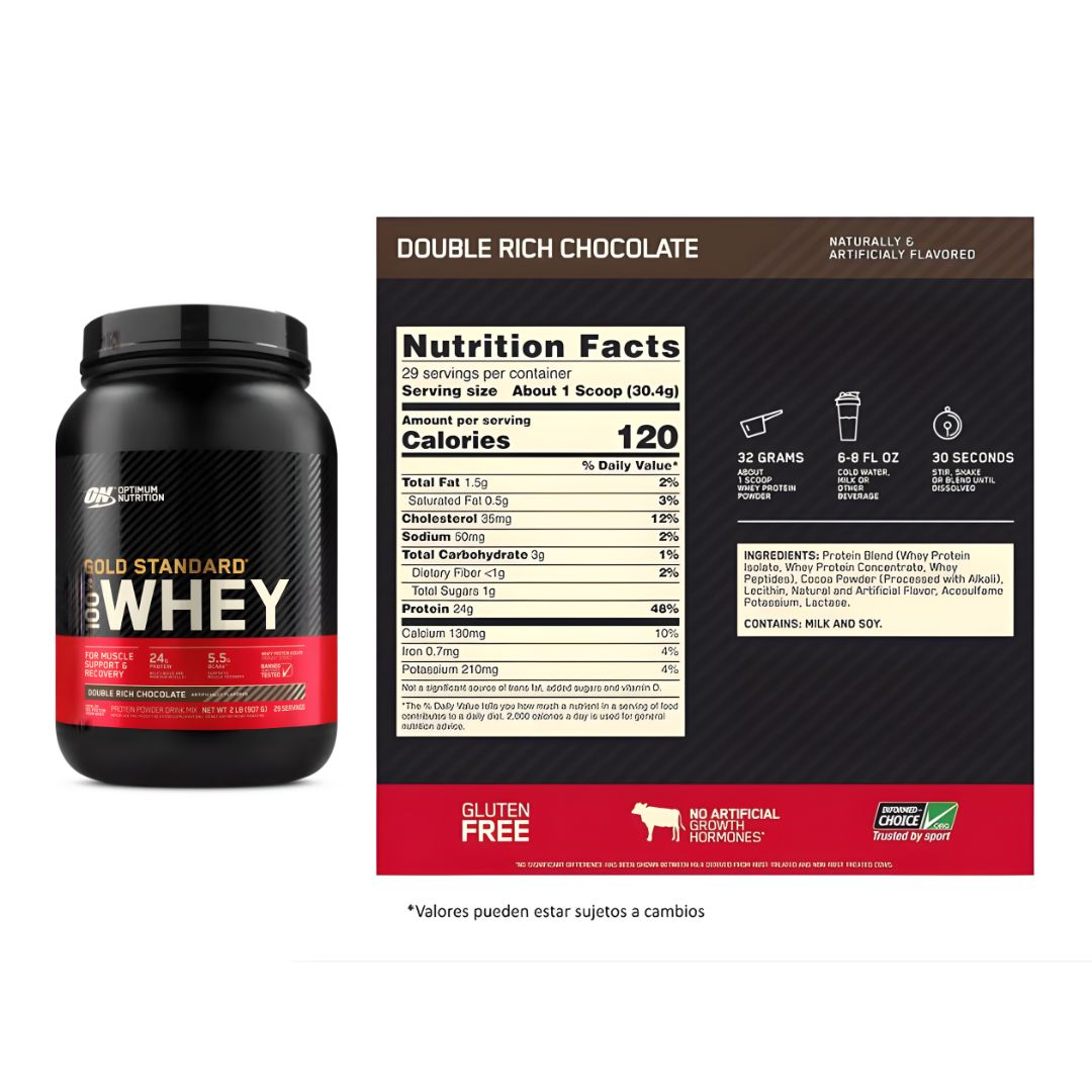 PROTEINA GOLD STANDARD WHEY 2 LB - DOUBLE RICH CHOCOLATE + CREATINA UNIVERSE NUTRITION 250 G - 2