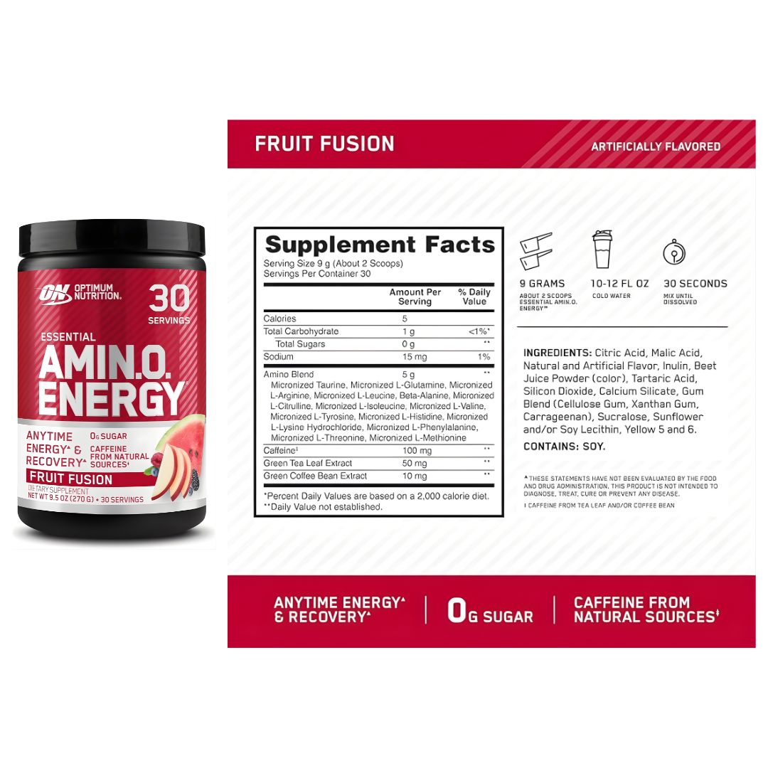 AMINO ENERGY 30 SERVICIOS / 270 G - OPTIMUM NUTRITION - FRUIT FUSION - 3