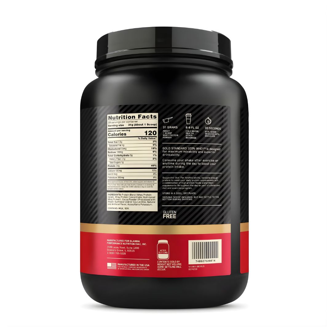GOLD STANDARD WHEY 2 LB PROTEINA WHEY ON - DOUBLE RICH CHOCOLATE + SHAKER - 3