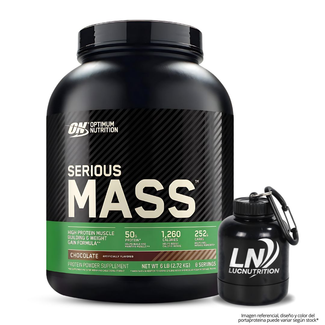 SERIOUS MASS 6 LB GANADOR DE MASA - CHOCOLATE + PORTAPROTEINA - 1