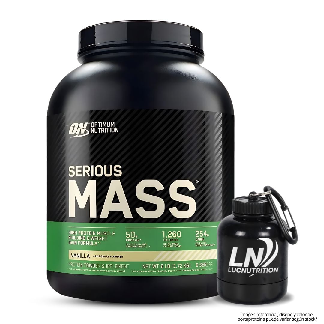 SERIOUS MASS 6 LB GANADOR DE MASA - VAINILLA + PORTAPROTEINA - 1