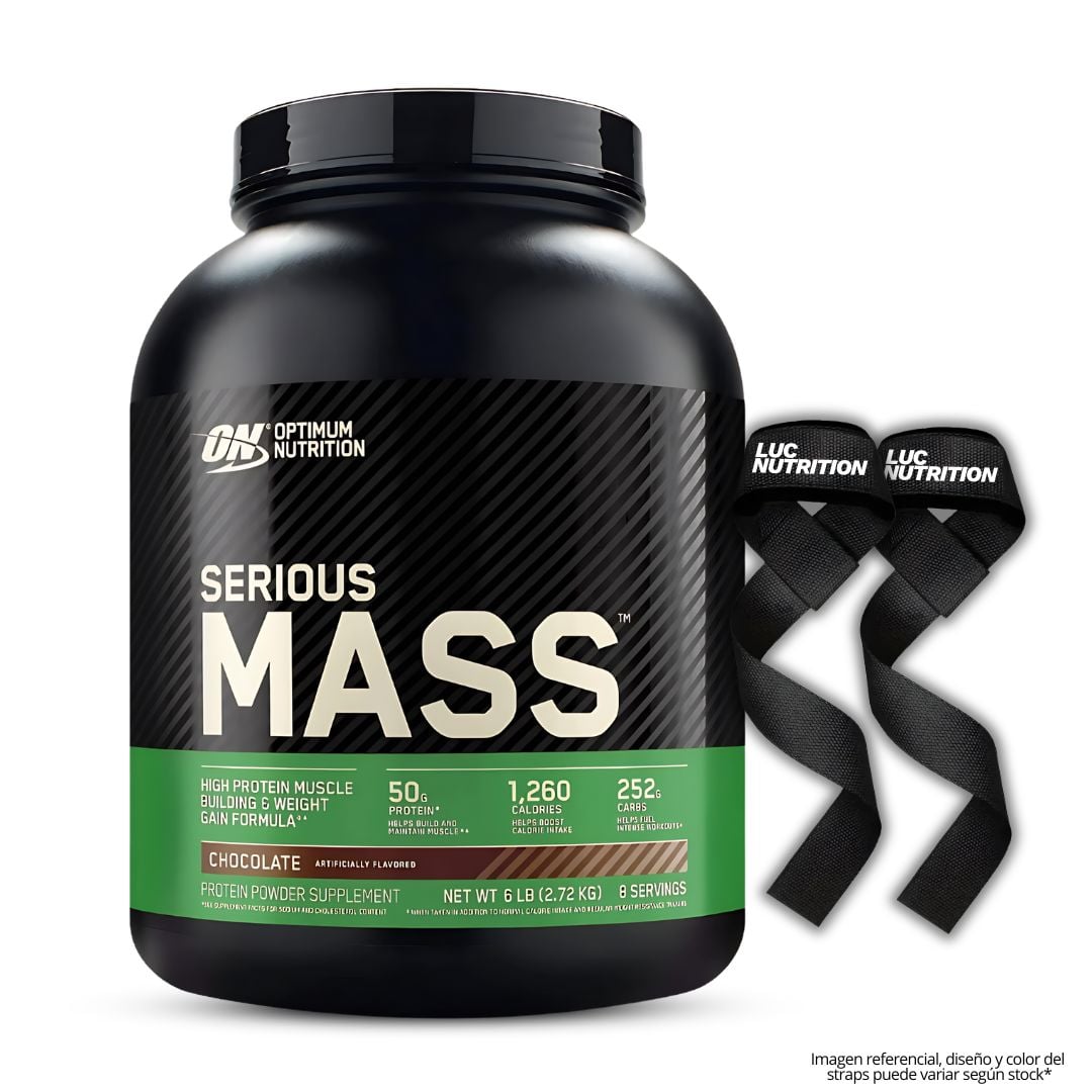SERIOUS MASS 6 LB GANADOR DE MASA - CHOCOLATE + STRAPS - 1