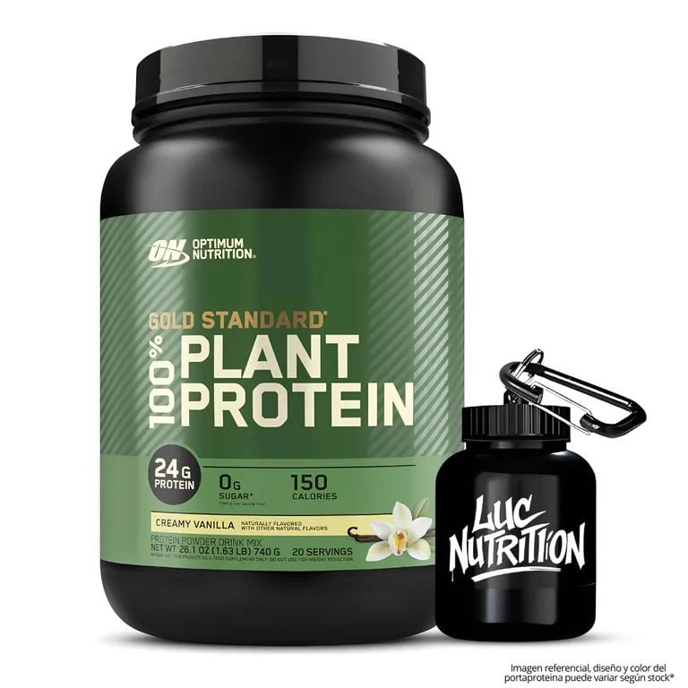 PROTEÍNA VEGANA GOLD STANDARD 100% PLANT PROTEIN / 740 GRAMOS - CREAMY VAINILLA + PORTAPROTEINA - 1