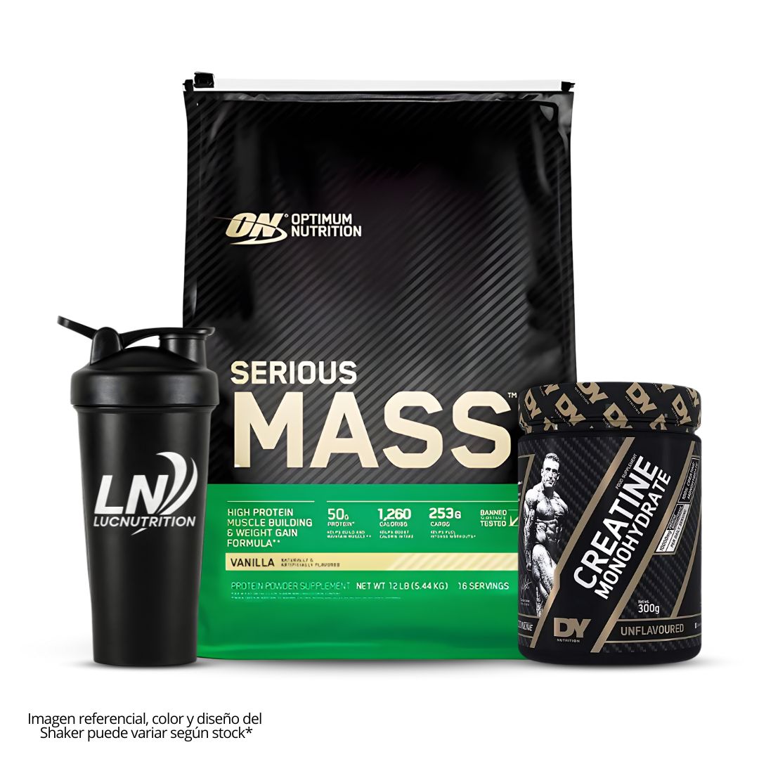 SERIOUS MASS 12 LB GANADOR DE MASA - VAINILLA + CREATINA DORIAN YATES 300 G + SHAKER - 1