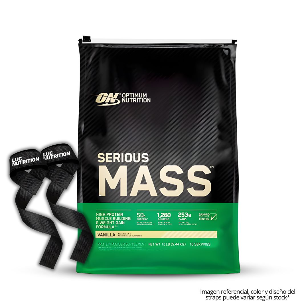 SERIOUS MASS 12 LB / GANADOR DE MASA ON 12 LB - VAINILLA + STRAPS - 1