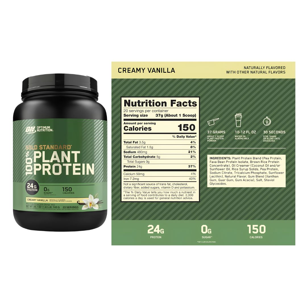 PROTEÍNA VEGANA GOLD STANDARD 100% PLANT PROTEIN / 740 GRAMOS - CREAMY VAINILLA - 2