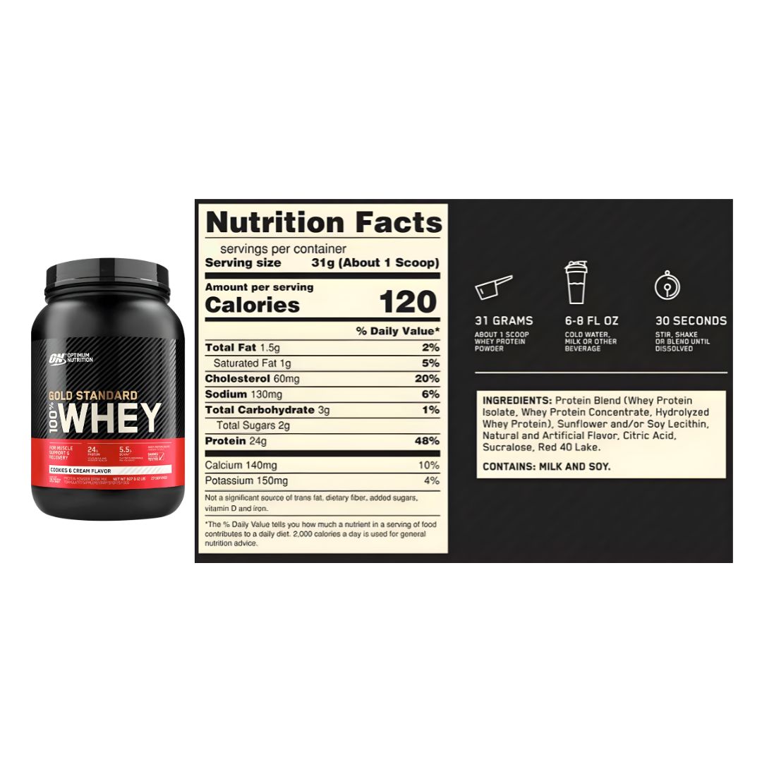 GOLD STANDARD WHEY 1.85 LB PROTEINA WHEY ON - COOKIE AND CREAM - 2