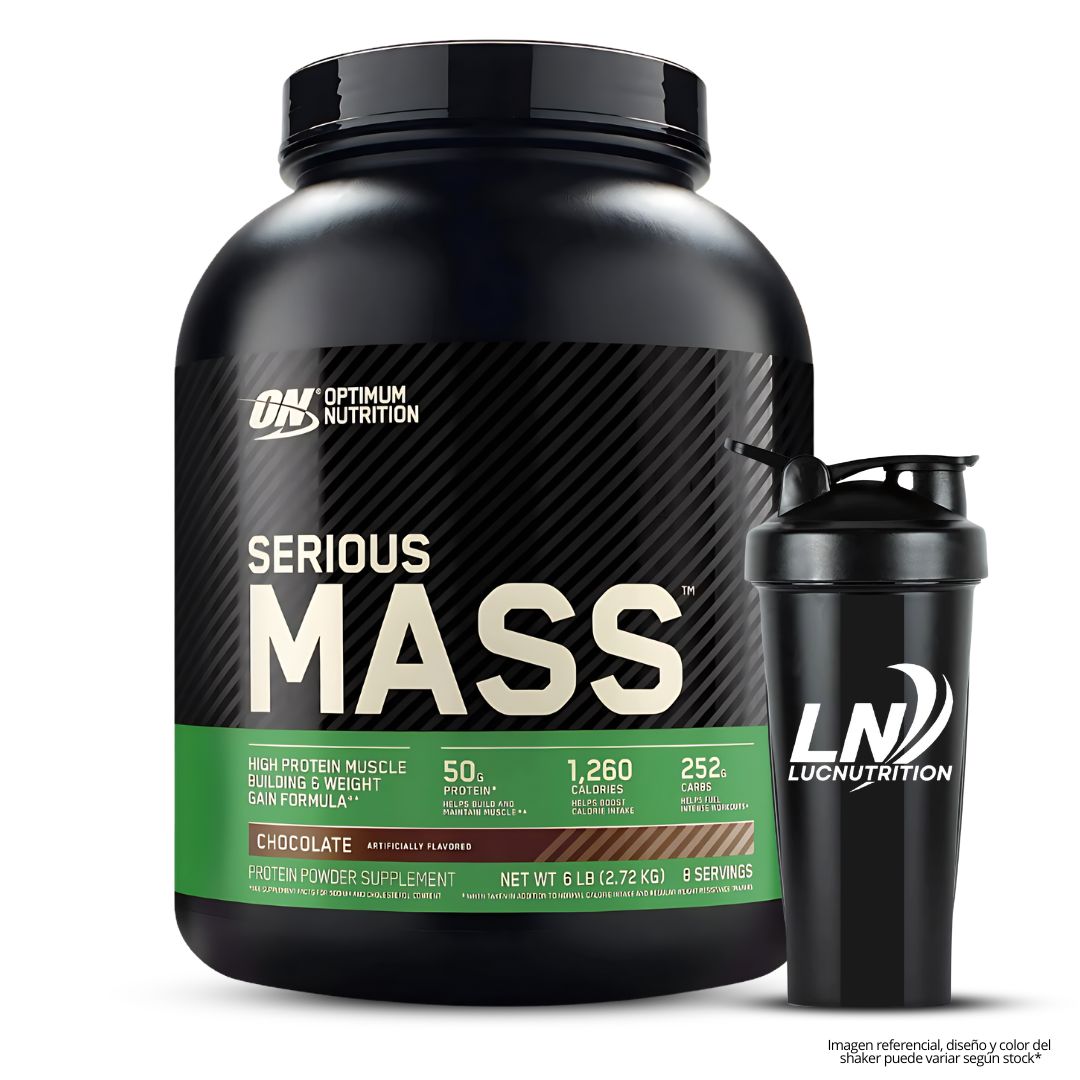 SERIOUS MASS 6 LB GANADOR DE MASA - CHOCOLATE + SHAKER - 1