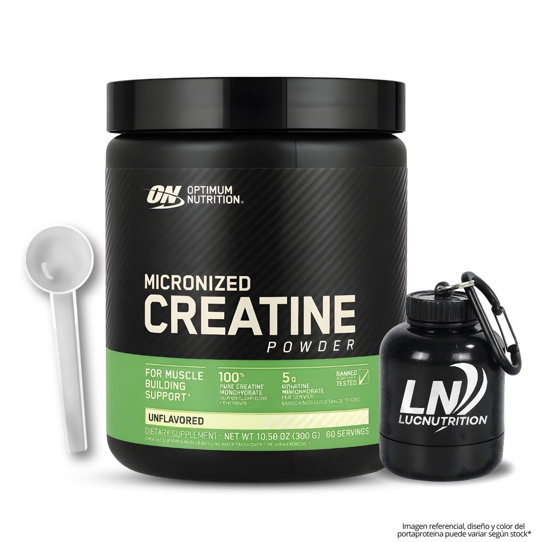 CREATINA OPTIMUM NUTRITION 300 G - CREATINA MONOHIDRATADA ON + PORTAPROTEINA + SCOOP - 1