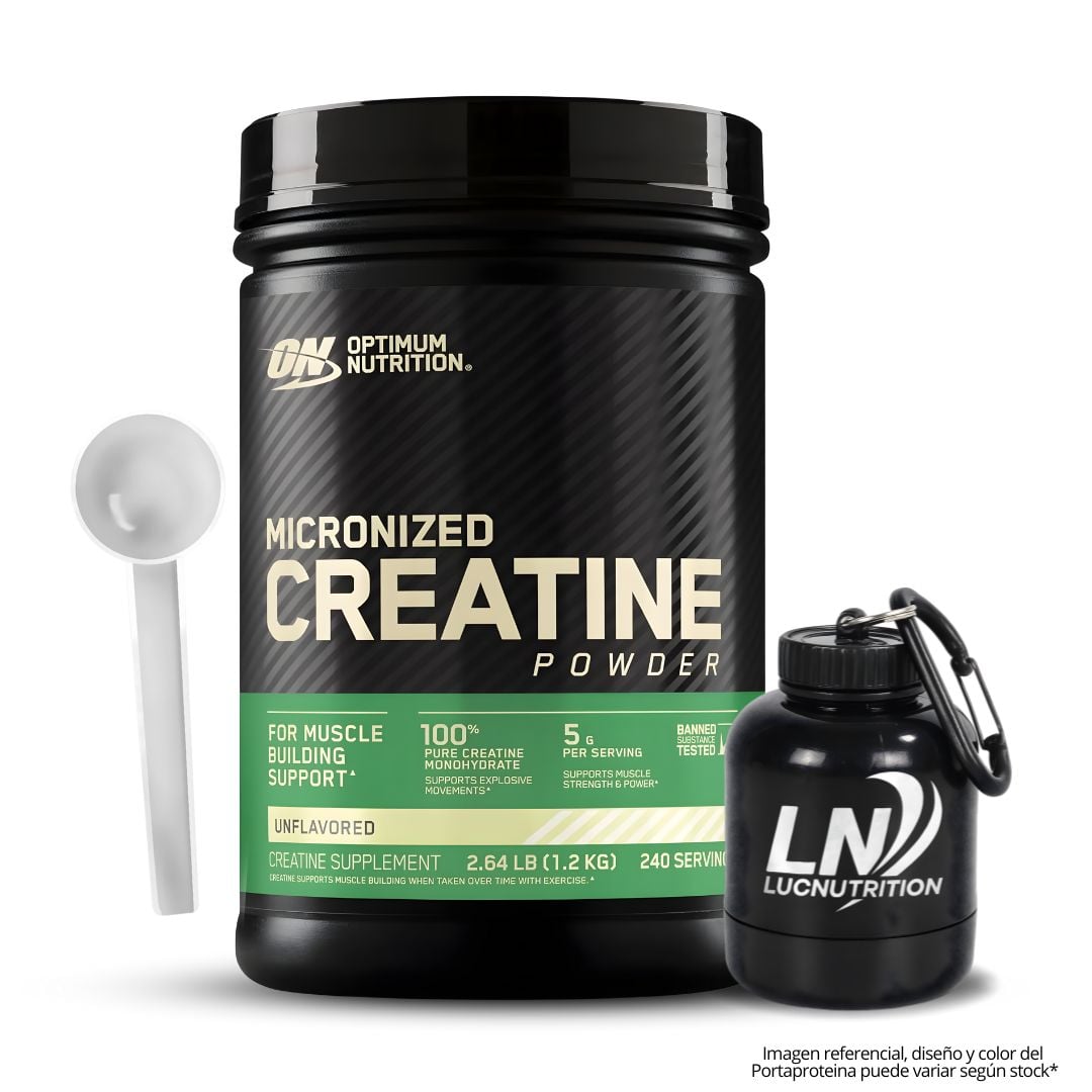 CREATINA OPTIMUM NUTRITION 1.2 KG - CREATINA MONOHIDRATADA ON + SCOOP + PORTAPROTEINA - 1
