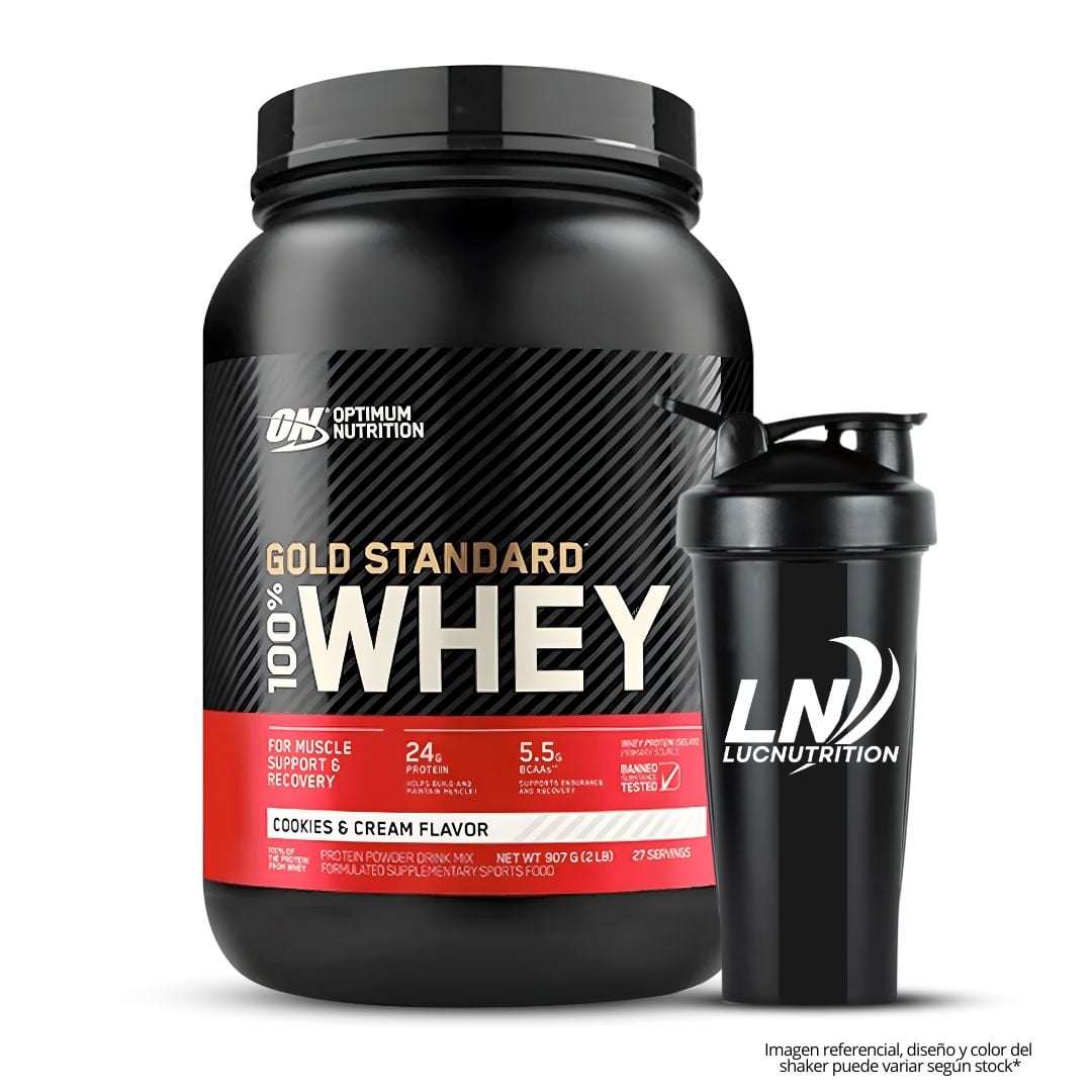 GOLD STANDARD WHEY 1.85 LB PROTEINA WHEY ON - COOKIE AND CREAM + SHAKER - 1