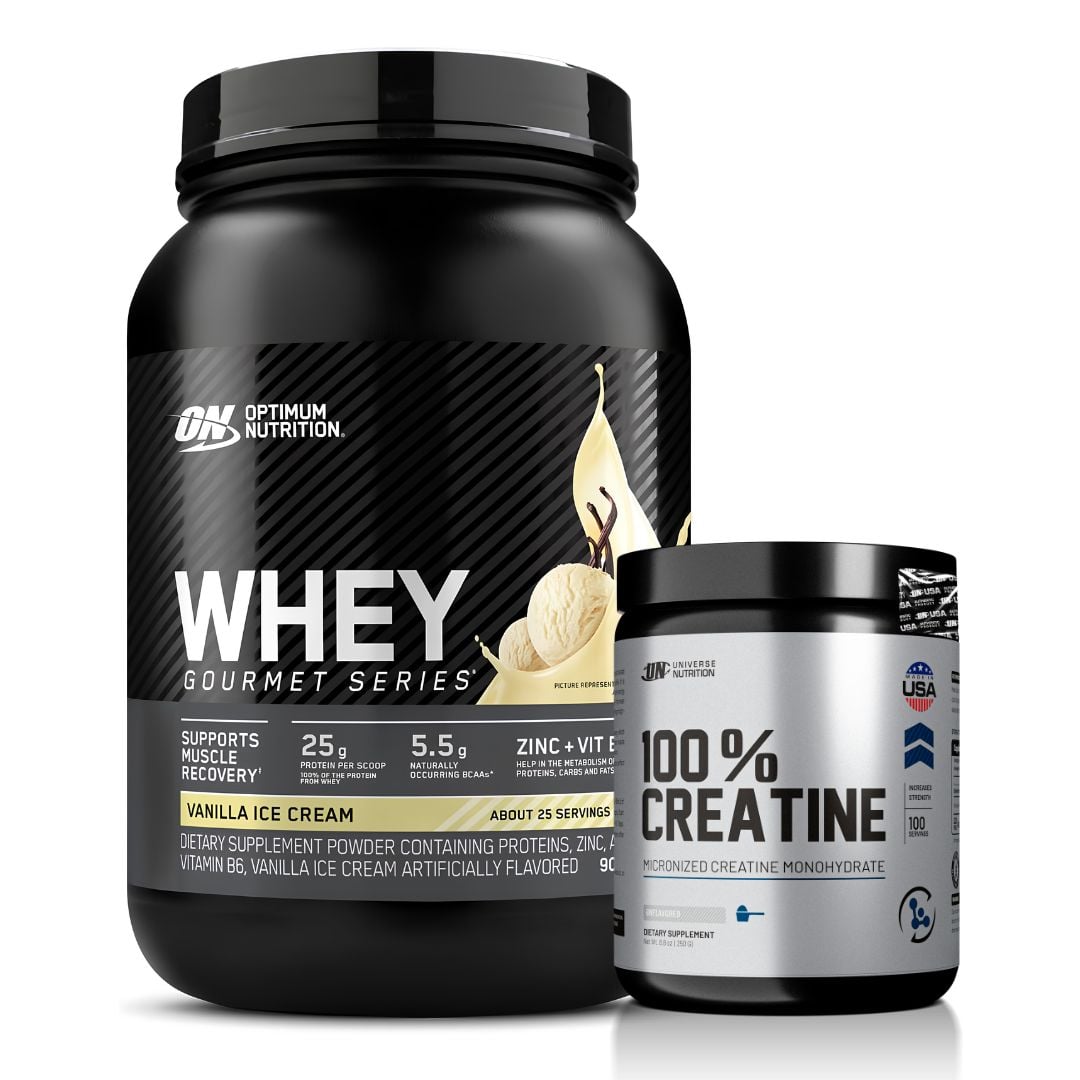 PROTEINA WHEY GOURMET SERIES 900 G - VAINILLA ICE CREAM + CREATINA UNIVERSE NUTRITION 250 G - 1