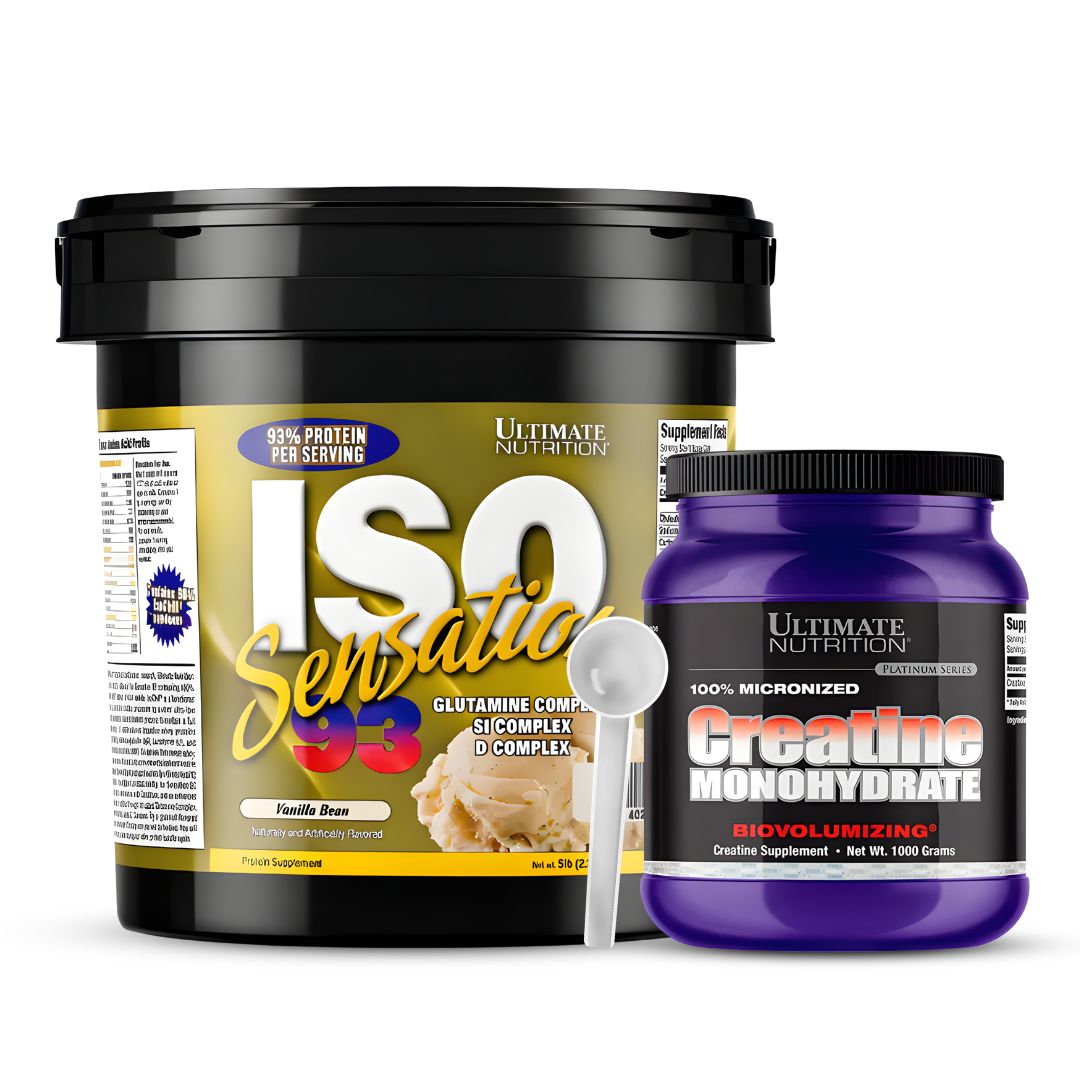 ISO SENSATION 93 5 LB - VAINILLA BEAN + CREATINA ULTIMATE NUTRITION 1 KG + SHAKER + SCOOP - 1