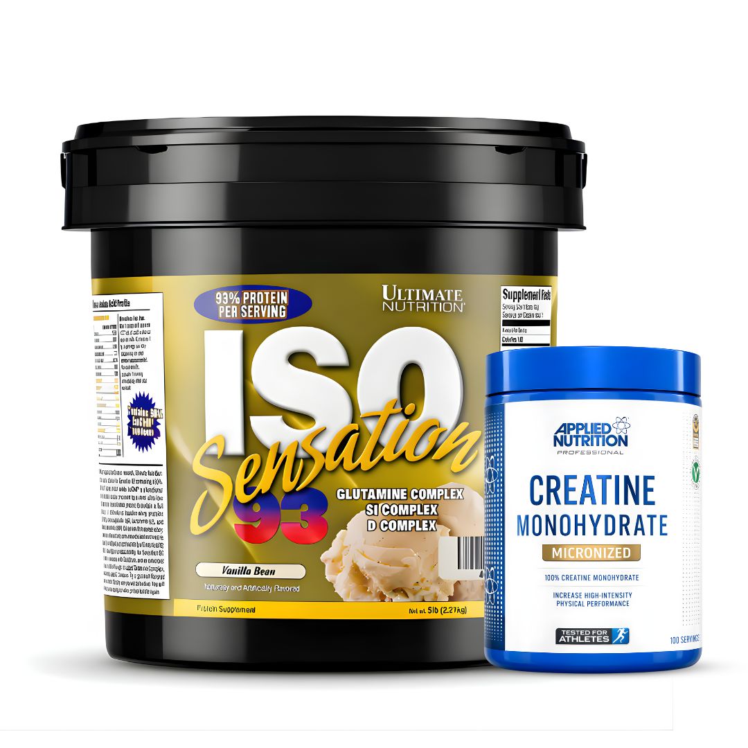 ISO SENSATION 93 5 LB PROTEINA AISLADA - VAINILLA BEAN + CREATINA APPLIED NUTRITION 500 G - 1