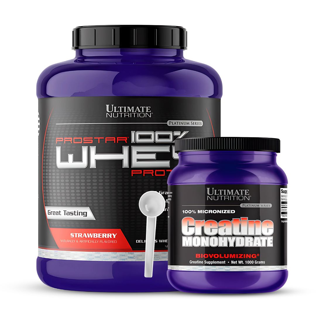 PROTEINA PROSTAR 100 % WHEY 5 LB - STRAWBERRY + CREATINA ULTIMATE NUTRITION 1 KG + SCOOP - 1