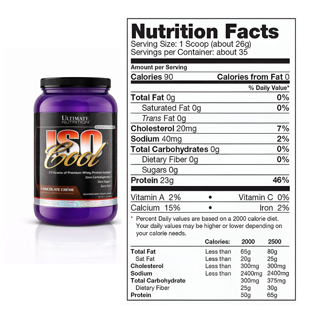 ISO COOL 2 LB PROTEINA ISOLATADA - CHOCOLATE + CREATINA ULTIMATE NUTRITION 300 G + SCOOP - 2