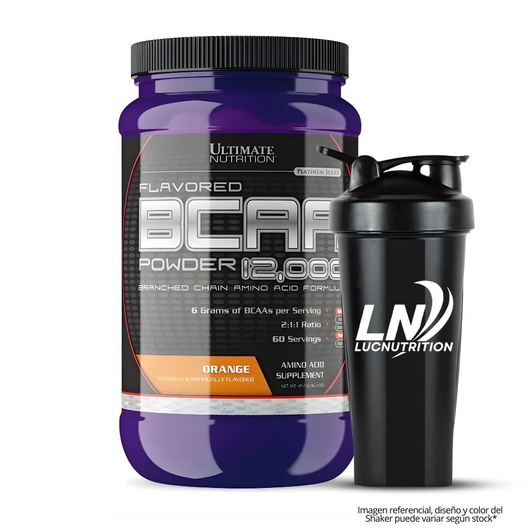 BCAA 12000 AMINOÁCIDOS ULTIMATE NUTRITION / 60 SERVICIOS - ORANGE + SHAKER - 1