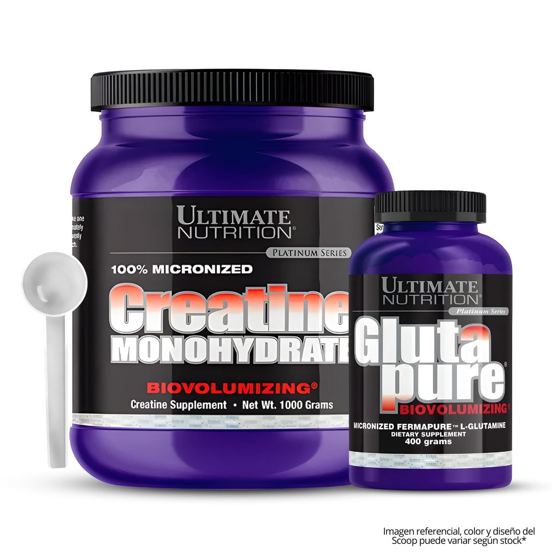 CREATINA ULTIMATE NUTRITION 1 KG + GLUTAPURE 400 G - GLUTAMINA ULTIMATE NUTRITION + 1 SCOOP - 1
