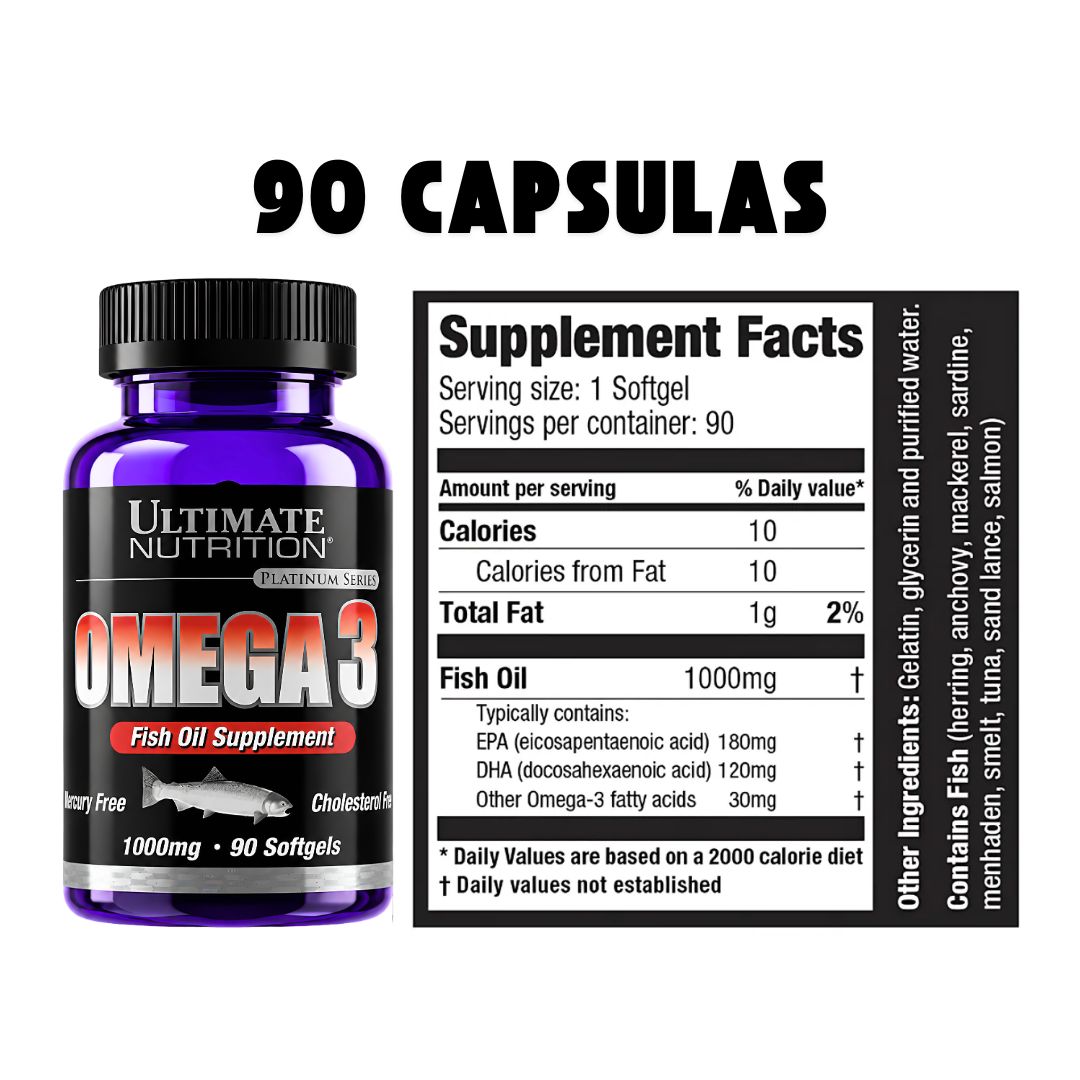 PACK X 02 - OMEGA 3 ULTIMATE NUTRITION 90 CAPSULAS - FISH OIL - 2