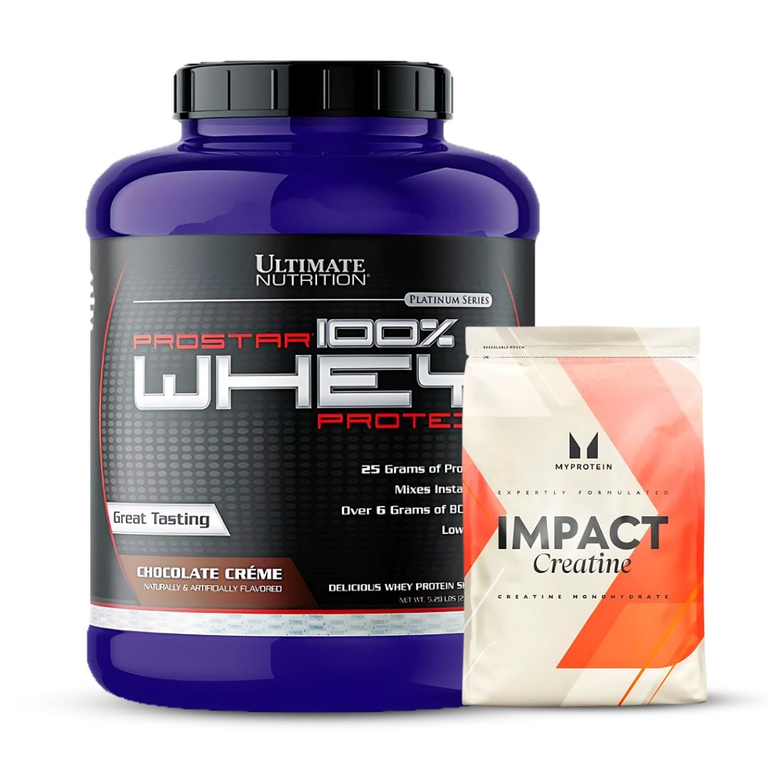 PROSTAR 100 % WHEY 5 LB PROTEINA WHEY - CHOCOLATE CREMA + CREATINA MYPROTEIN 250 G - 1