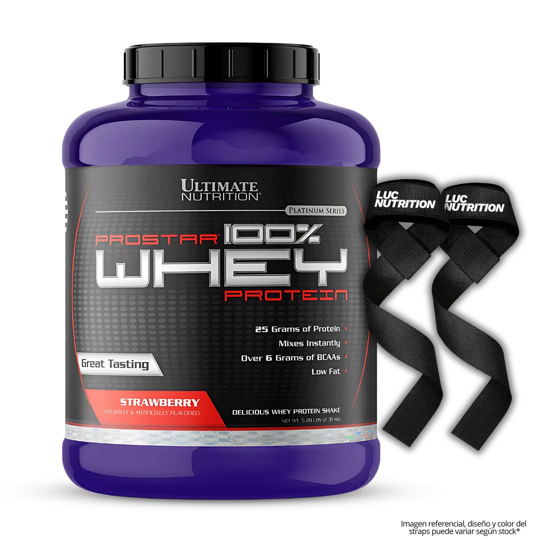 PROSTAR 100 % WHEY 5 LB - STRAWBERRY + STRAPS - 1