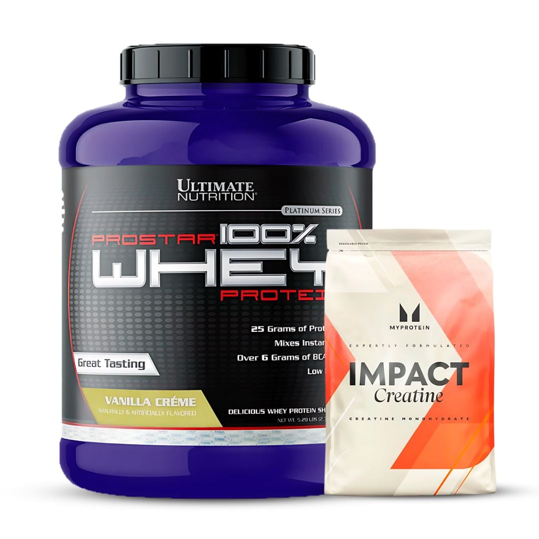 PROSTAR 100 % WHEY 5 LB PROTEINA WHEY - VAINILLA CREMA + CREATINA MYPROTEIN 250 G - 1