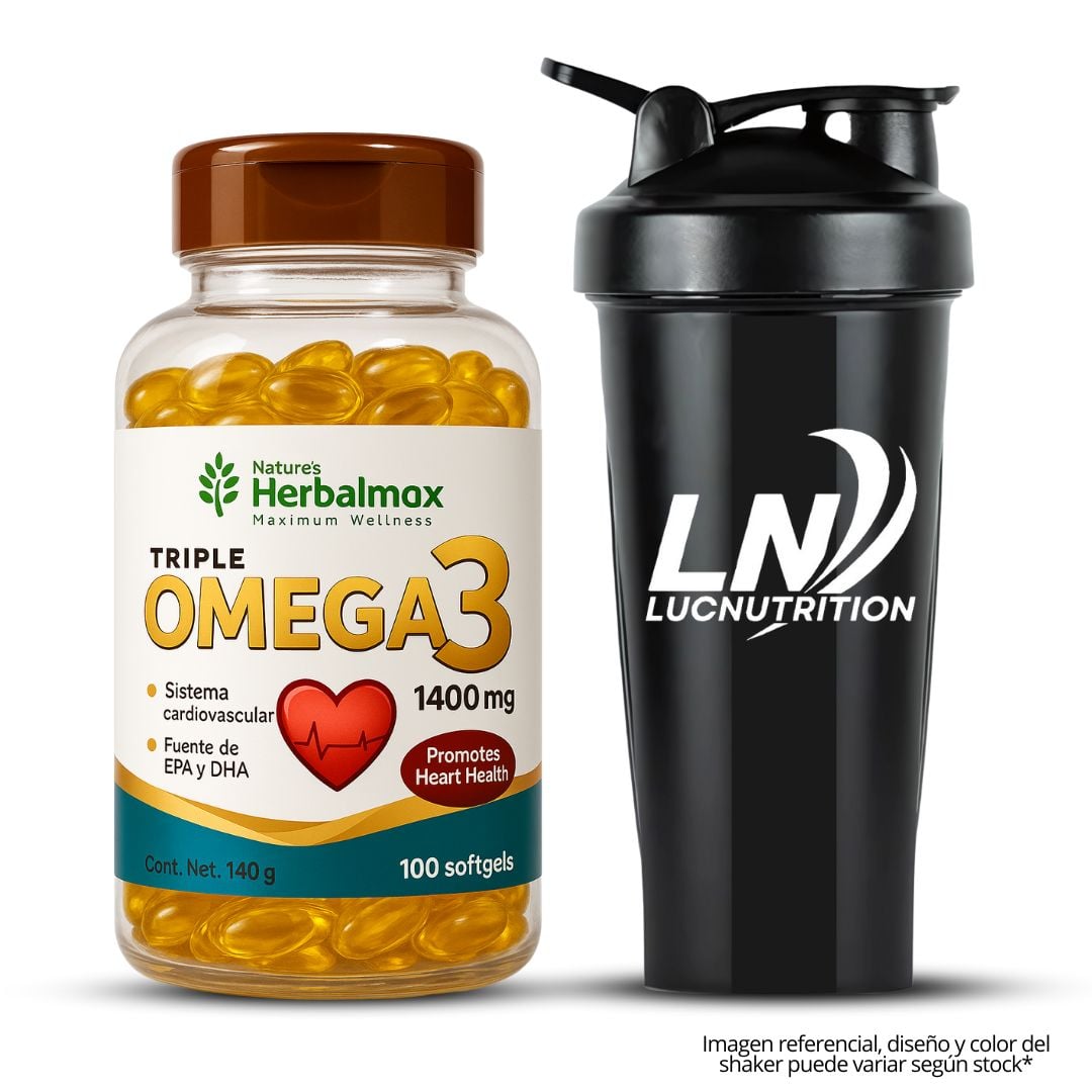 OMEGA 3 HERBALMAX 1400 MG - 100 CAPSULAS + SHAKER - 1