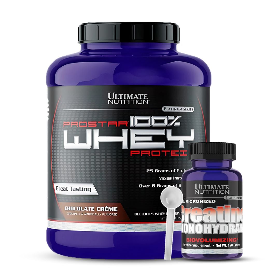 PROSTAR 100 % WHEY 5 LB - CHOCOLATE CREMA + CREATINA ULTIMATE NUTRITION 120 G + SCOOP - 1