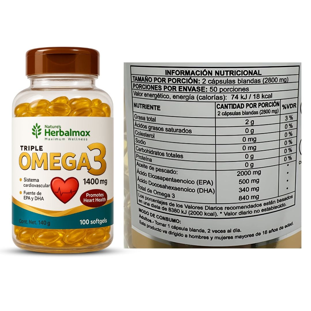OMEGA 3 HERBALMAX 1400 MG - 100 CAPSULAS - 2