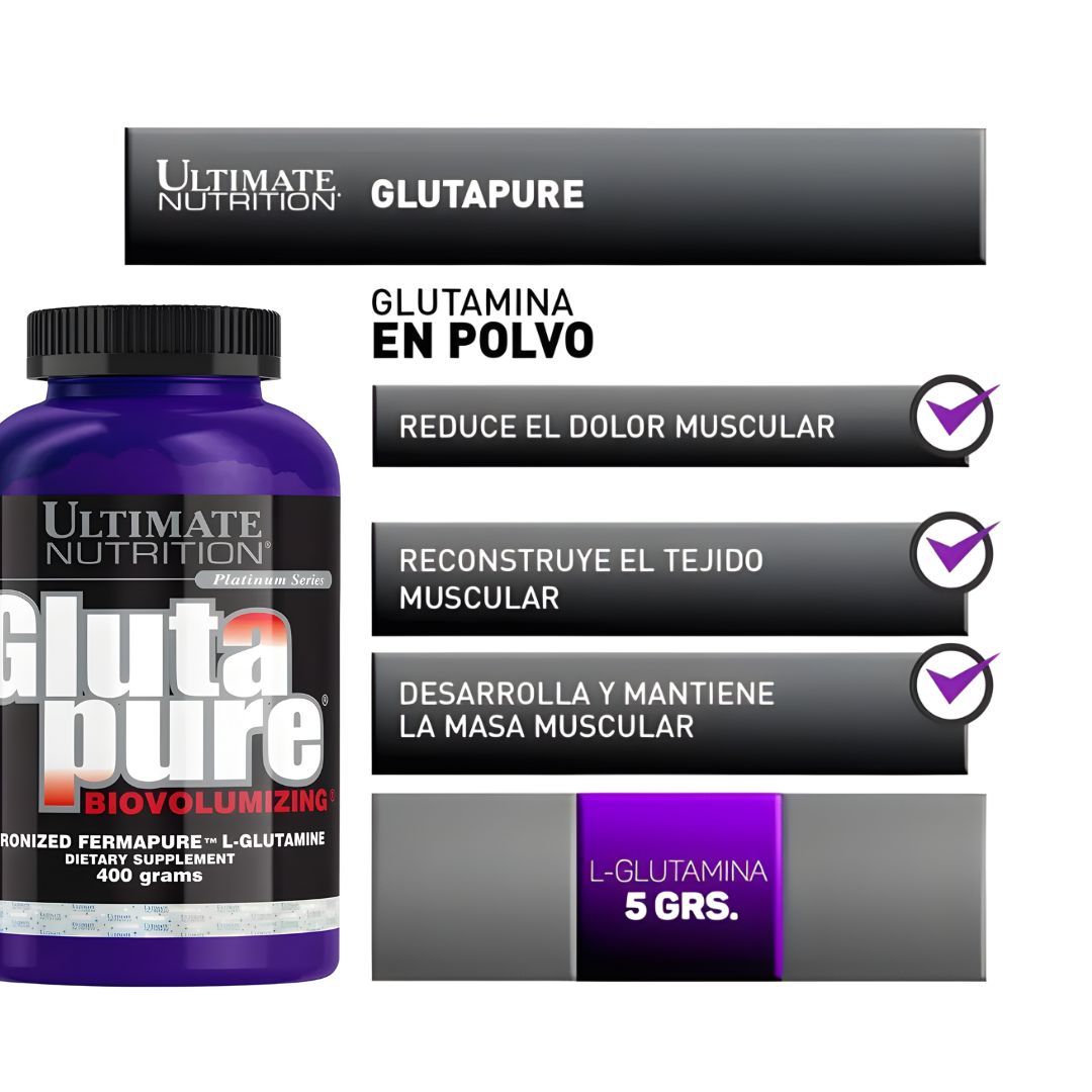 GLUTAPURE 400 G - GLUTAMINA ULTIMATE NUTRITION + SHAKER - 4