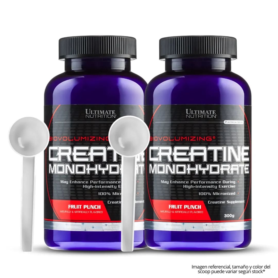 PACK X 02 - CREATINA ULTIMATE NUTRITION 300 G SABORIZADA - FRUIT PUNCH + 2 SCOOP - 1