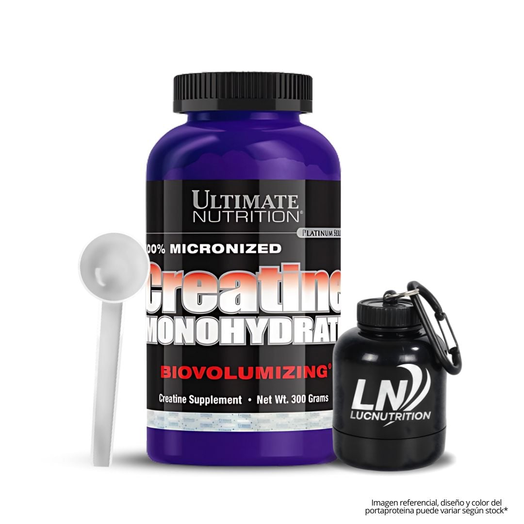 CREATINA ULTIMATE NUTRITION 300 G - CREATINA MONOHIDRATADA Y MICRONIZADA + SCOOP + PORTAPROTEINA - 1