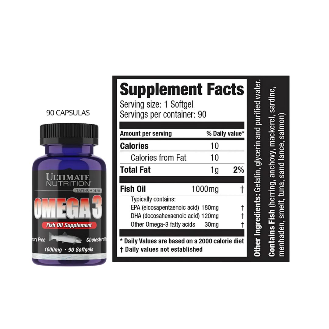 CREATINA ULTIMATE NUTRITION 1 KG + OMEGA 3 ULTIMATE NUTRITION 90 CAPSULAS - FISH OIL + SHAKER - 4