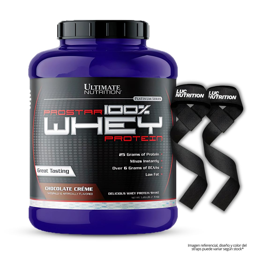 PROSTAR 100 % WHEY 5 LB PROTEINA WHEY - CHOCOLATE CREMA + STRAPS - 1