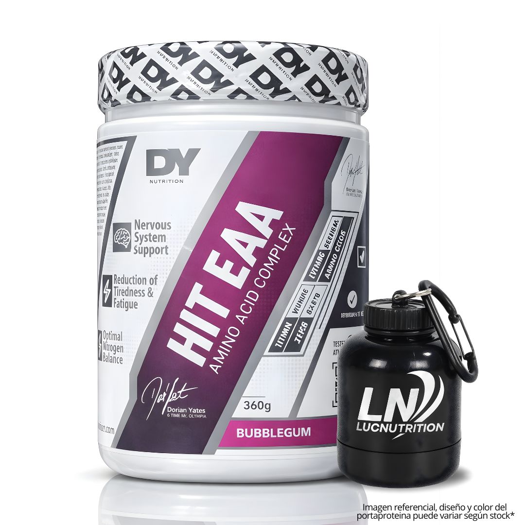 HIT EAA - AMINOÁCIDO COMPLEX DORIAN YATES 54 SERVICIOS - BUBBLEGUM + PORTAPROTEINA - 1