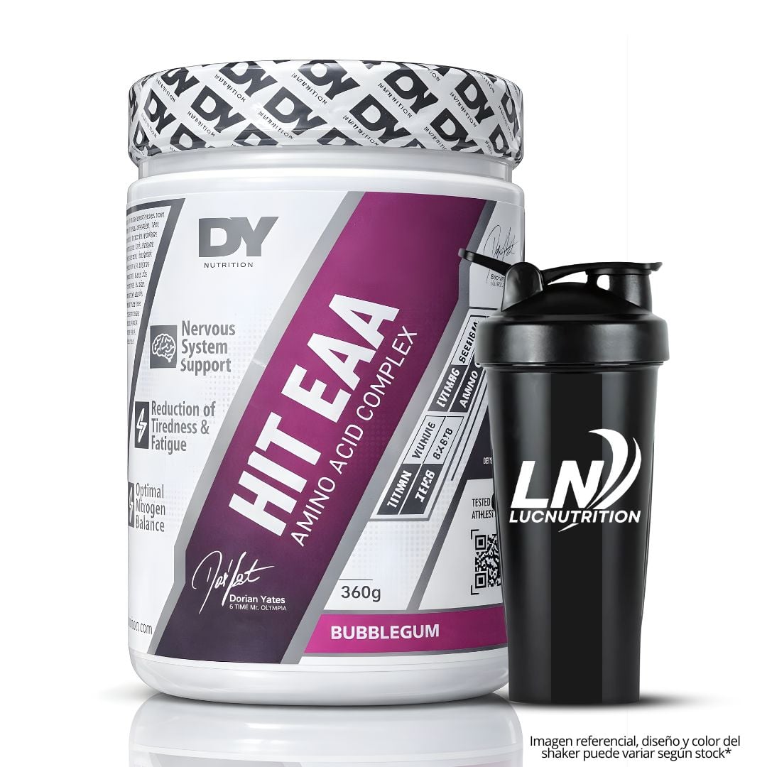 HIT EAA - AMINOÁCIDO COMPLEX DORIAN YATES 54 SERVICIOS - BUBBLEGUM + SHAKER - 1