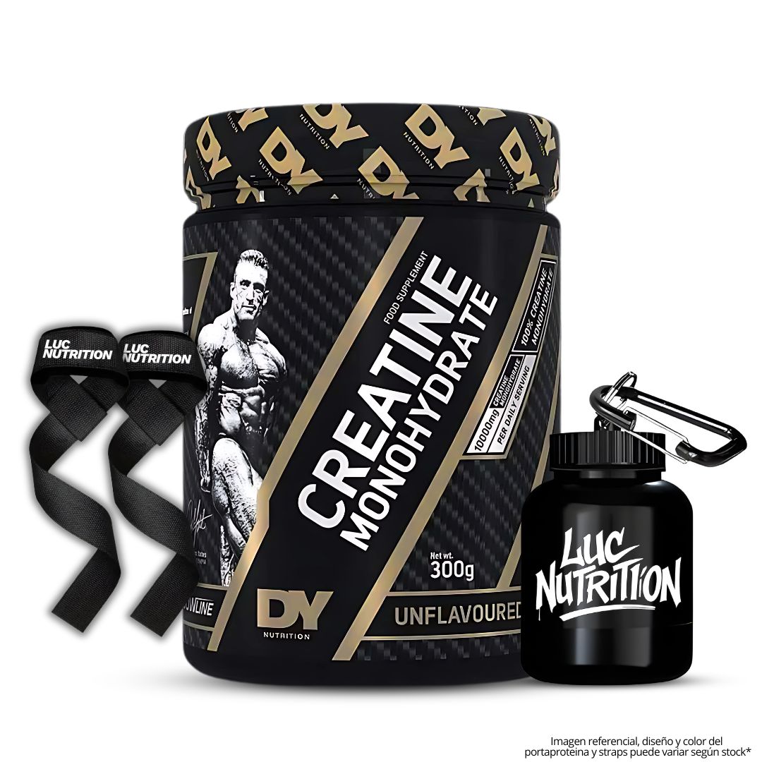 CREATINA DORIAN YATES 300 G - CREATINA MONOHIDRATADA + STRAPS + PORTAPROTEINA - 1
