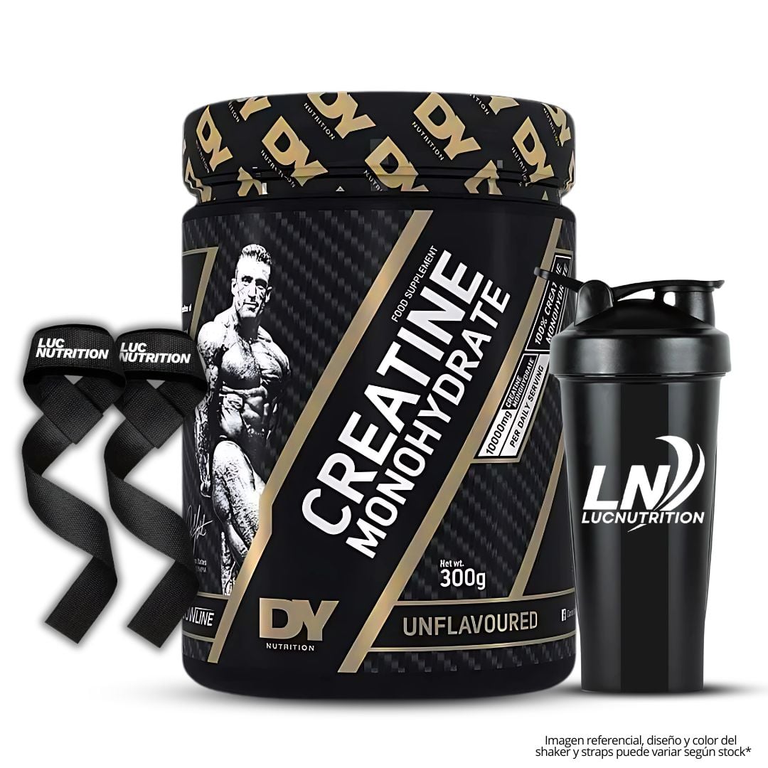CREATINA DORIAN YATES 300 G - CREATINA MONOHIDRATADA + SHAKER + STRAPS - 1