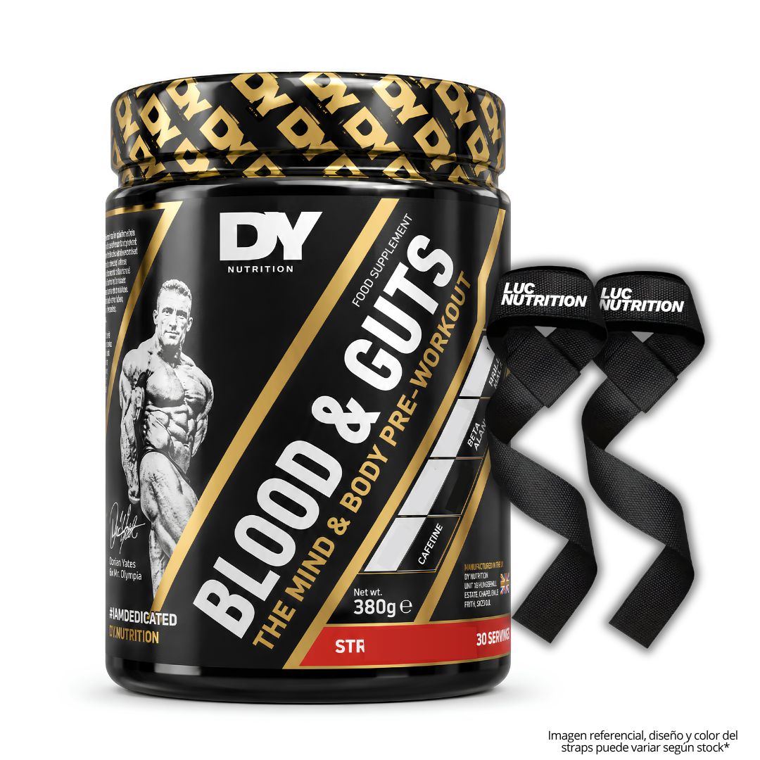 BLOOD AND GUTS 40 SERVICIOS PRE-ENTRENO - STRAWBERRY + STRAPS - 1
