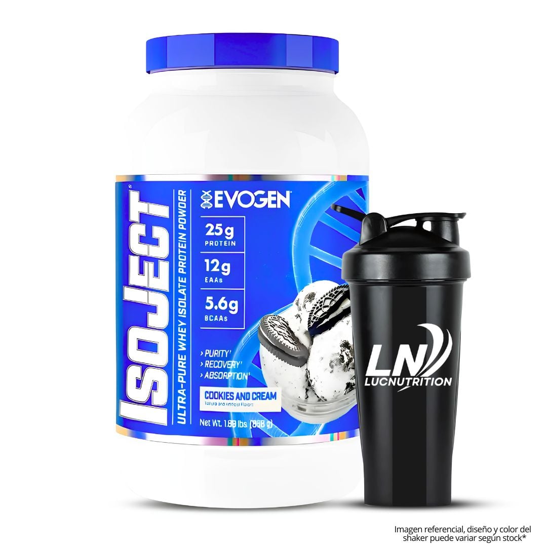 ISOJECT 26 SERV PROTEINA ISOLATADA EVOGEN - COOKIE AND CREAM + SHAKER - 1