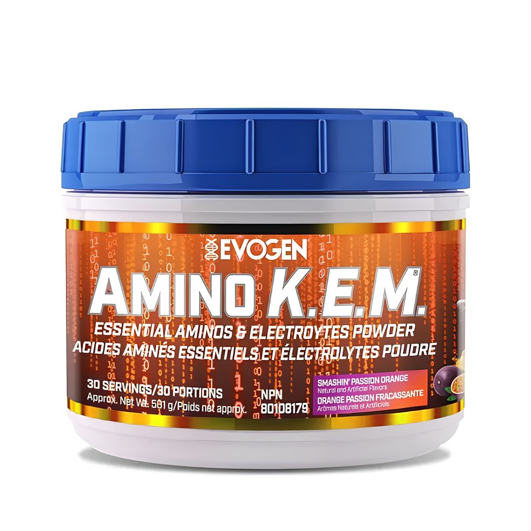 AMINO K.E.M 30 SERVICIOS - AMINOÁCIDOS Y ELECTROLITOS EVOGEN - ORANGE PASSION - 1