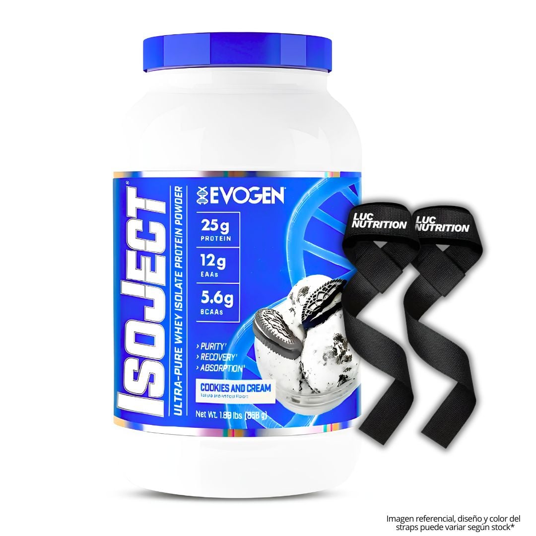 ISOJECT 26 SERV PROTEINA ISOLATADA - COOKIE AND CREAM + STRAPS - 1