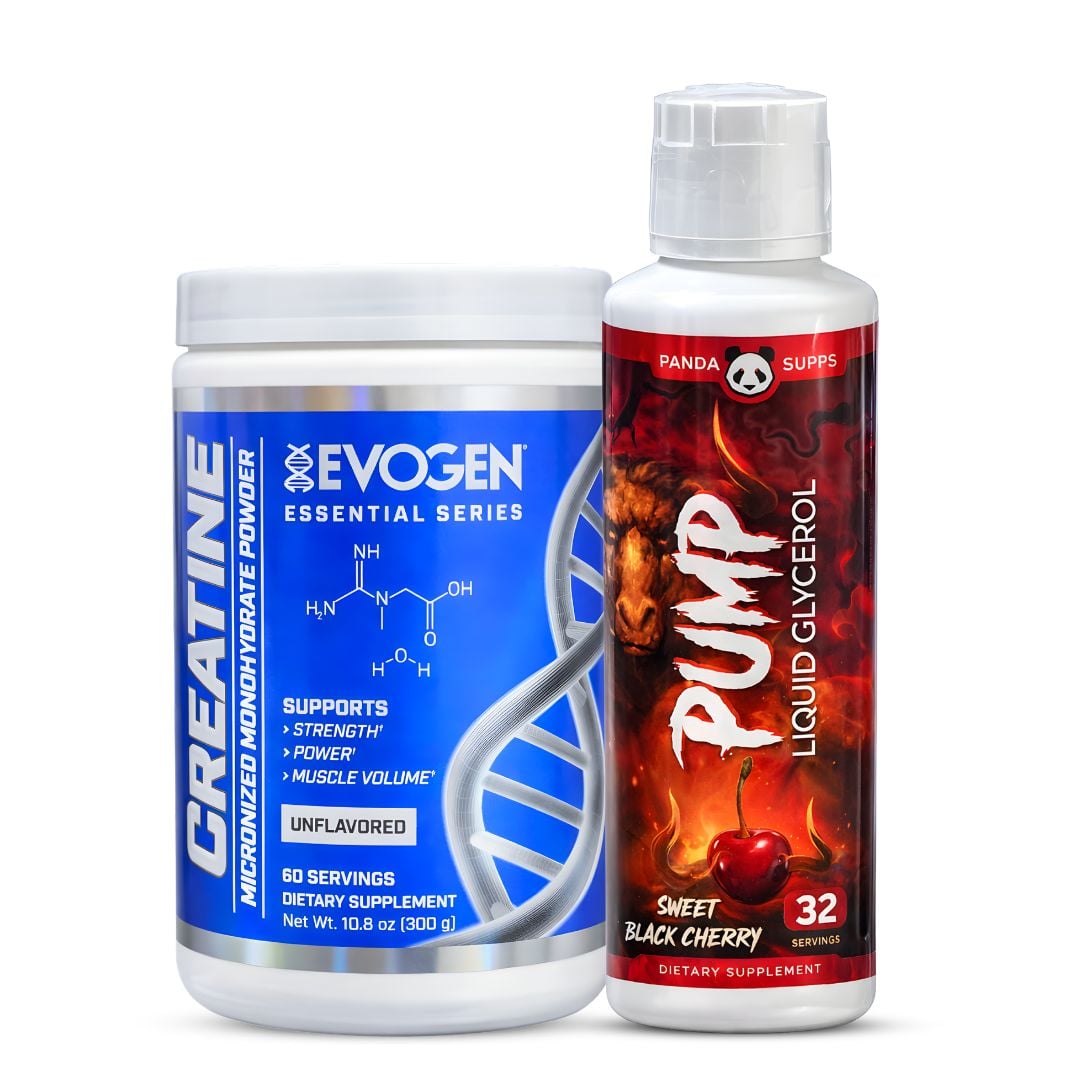 CREATINA EVOGEN 300 G + PUMP GLICEROL LIQUIDO PANDA SUPPS 473ML - SWEET BLACK CHERRY - 1
